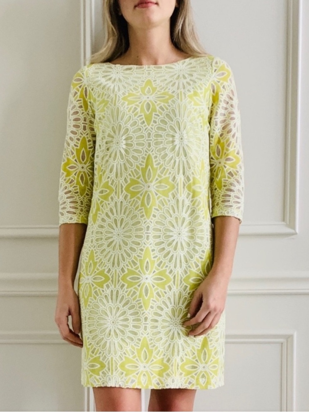 Belle Badgley Mischka dress Lace Floral Shift Dress Size 10